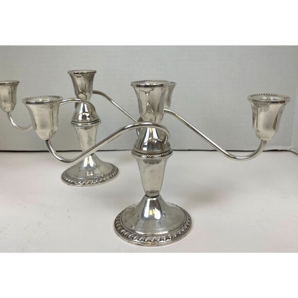 2 VTG Weighted Sterling Silver 2-Arm Candelabra Duchin Creation Candle Holders - Picture 6 of 16